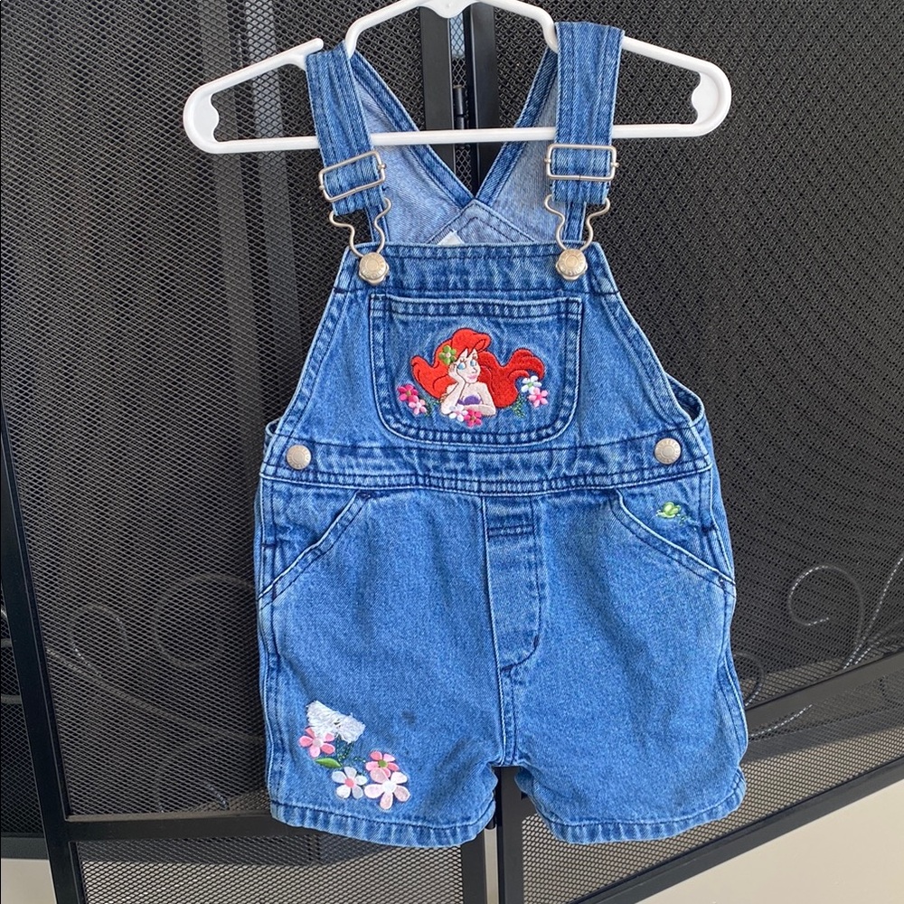 Vintage Disney store princess Ariel short overalls.